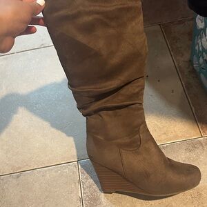 Macy's Taupe Wedge Heeled Boots